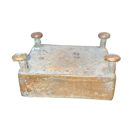 Handmade Bronze African Box-Style Statue With Musicians Cameroonian Art 4" X 2" X 5" Rustic Décor Piece