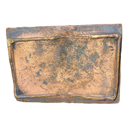 Handmade Bronze African Box-Style Statue With Musicians Cameroonian Art 4" X 2" X 5" Rustic Décor Piece
