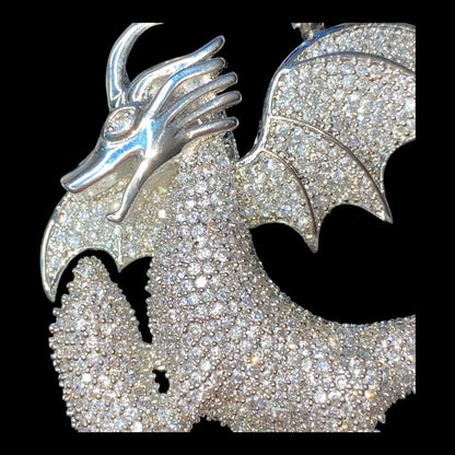 34" Necklace Dragon Pendant 6mm Faceted Black Tourmaline Schorl in Stainless Steel Settings Jewelry