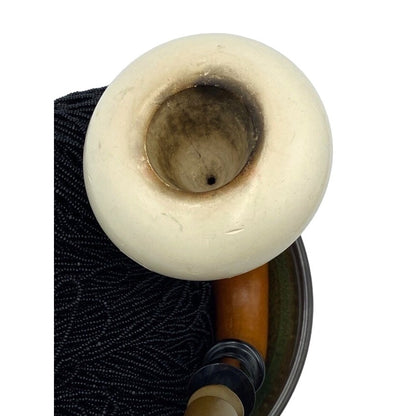 Pipe Calabash Gourt Possible Meerschaum Tobacco Vintage Pre-Smoked Tan White Black