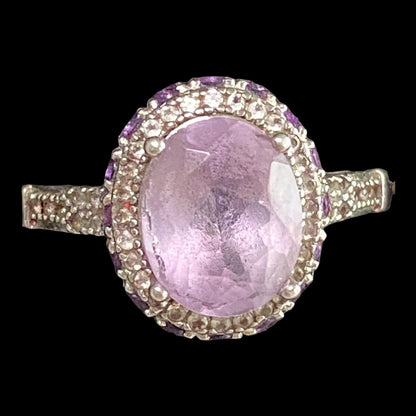 Ring Size 7 4.683 Carats Total Spinel Amethyst White Sapphire Women Sterling Silver 925