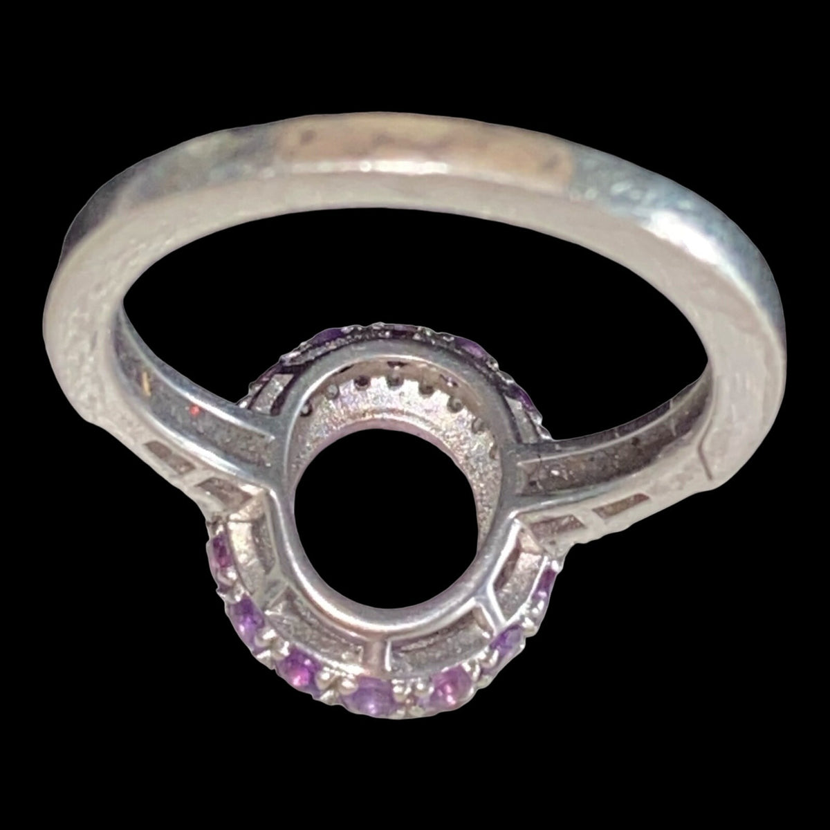 Ring Size 7 4.683 Carats Total Spinel Amethyst White Sapphire Women Sterling Silver 925