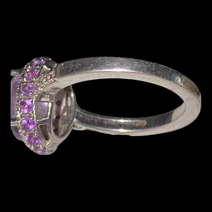 Ring Size 7 4.683 Carats Total Spinel Amethyst White Sapphire Women Sterling Silver 925