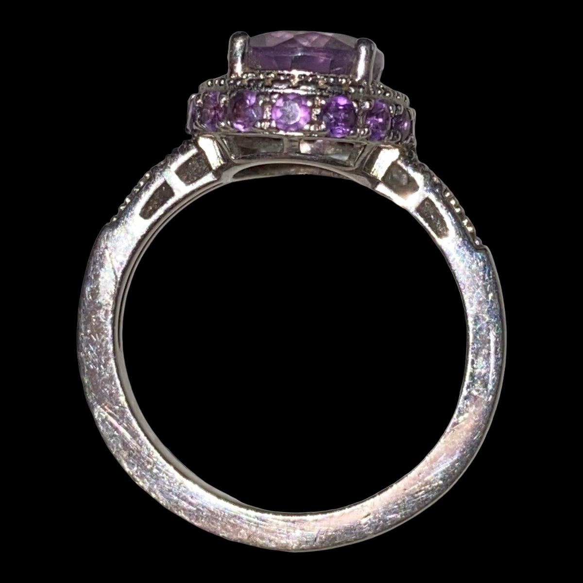 Ring Size 7 4.683 Carats Total Spinel Amethyst White Sapphire Women Sterling Silver 925