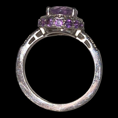 Ring Size 7 4.683 Carats Total Spinel Amethyst White Sapphire Women Sterling Silver 925