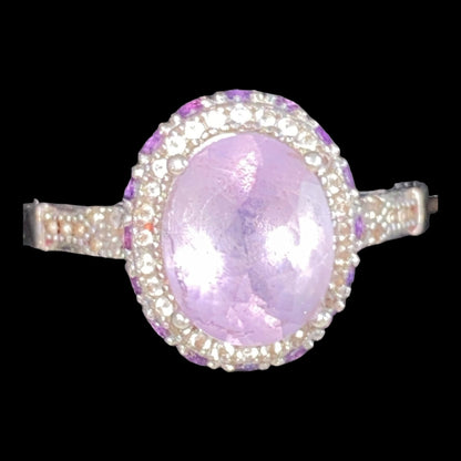 Ring Size 7 4.683 Carats Total Spinel Amethyst White Sapphire Women Sterling Silver 925