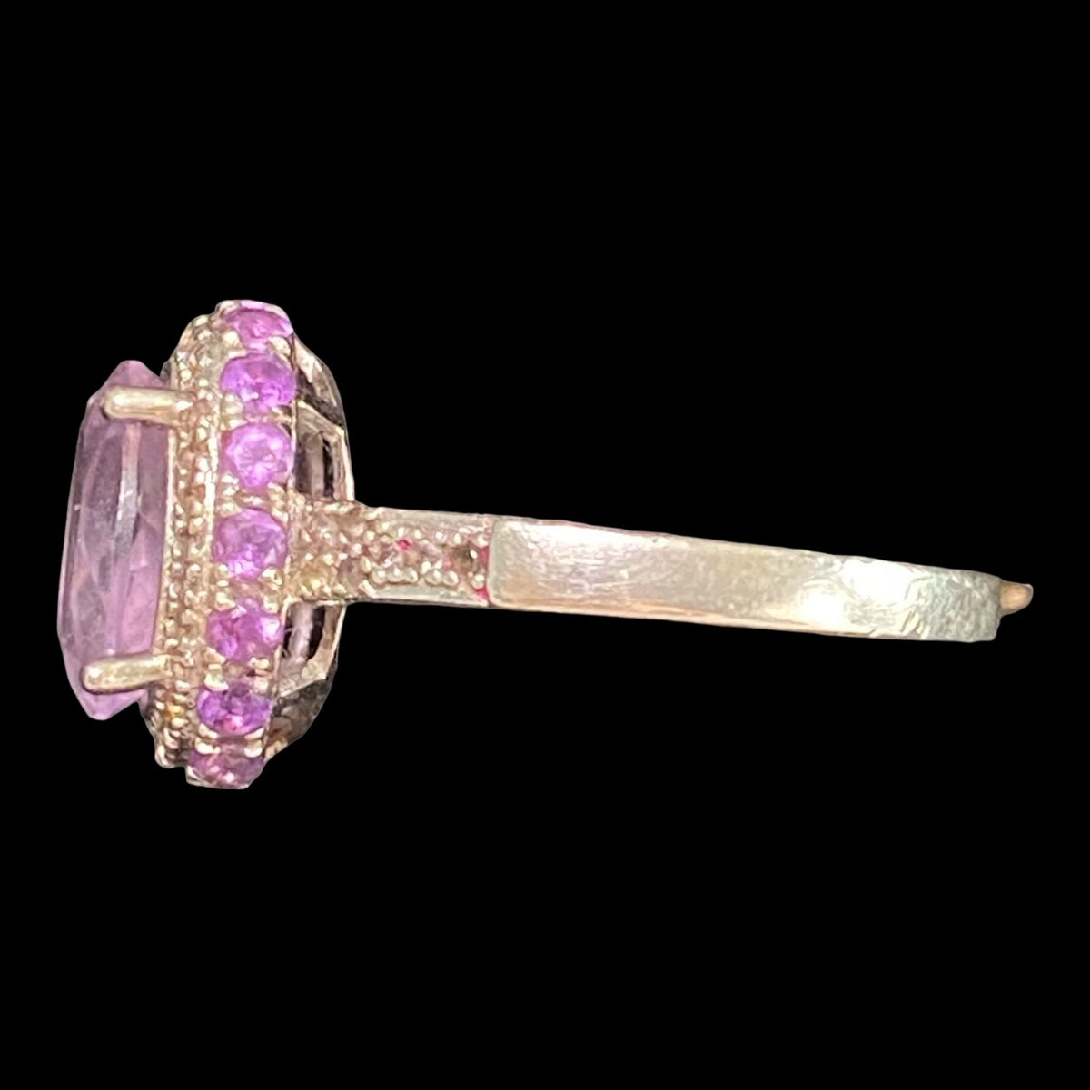 Ring Size 7 4.683 Carats Total Spinel Amethyst White Sapphire Women Sterling Silver 925