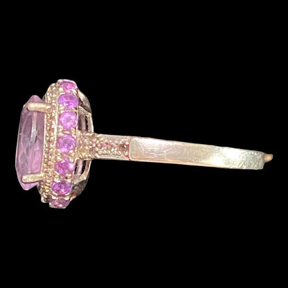 Ring Size 7 4.683 Carats Total Spinel Amethyst White Sapphire Women Sterling Silver 925