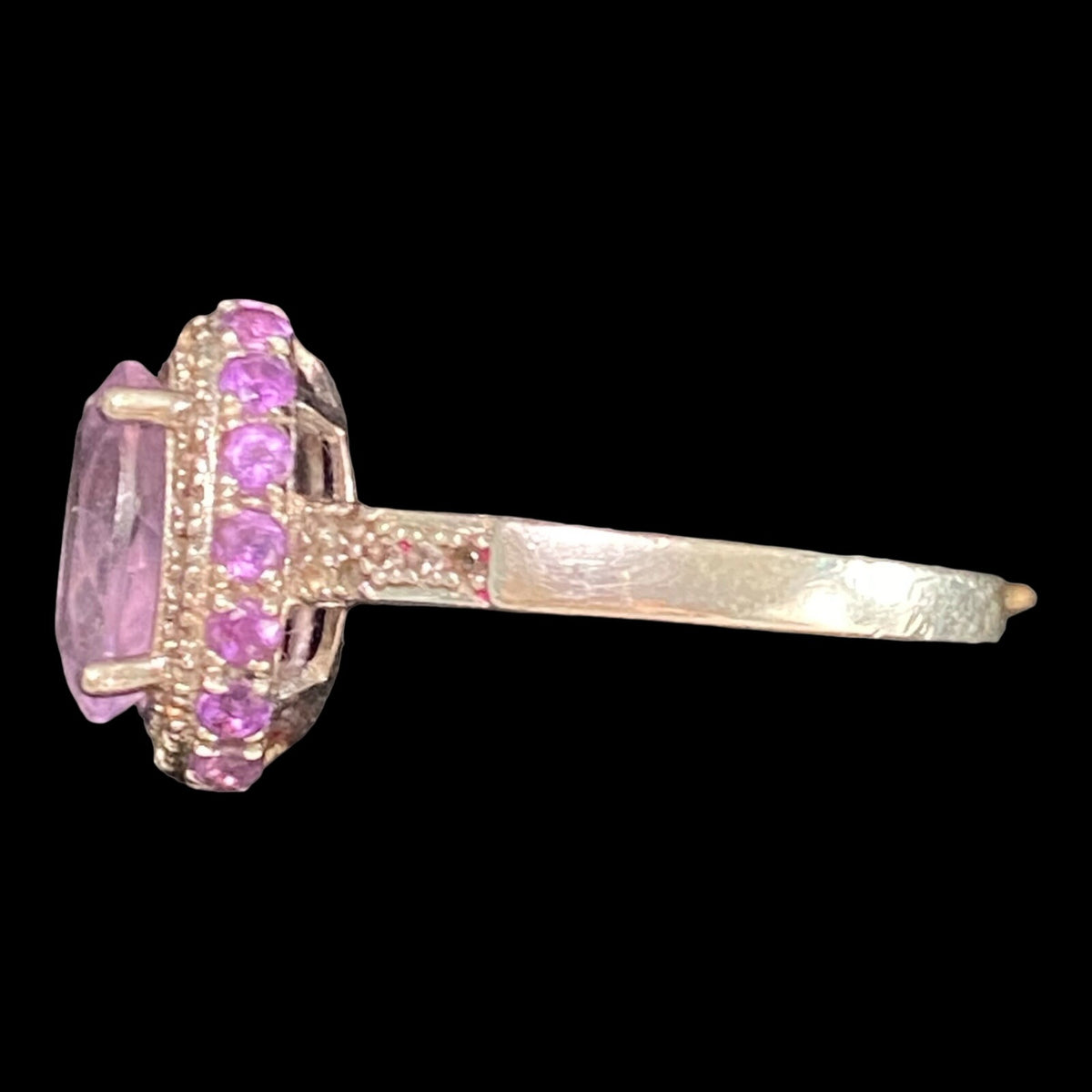Ring Size 7 4.683 Carats Total Spinel Amethyst White Sapphire Women Sterling Silver 925