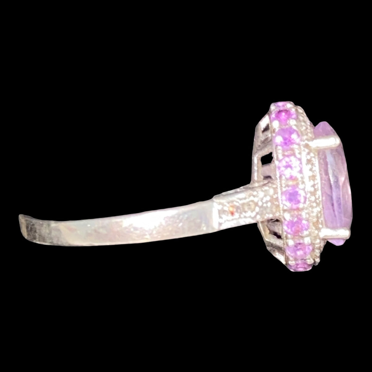 Ring Size 7 4.683 Carats Total Spinel Amethyst White Sapphire Women Sterling Silver 925