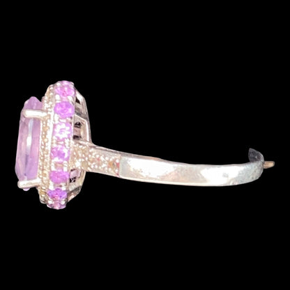 Ring Size 7 4.683 Carats Total Spinel Amethyst White Sapphire Women Sterling Silver 925