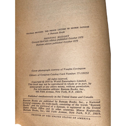 Soledad Brother: The Prison Letters Of George Jackson Paperback Book