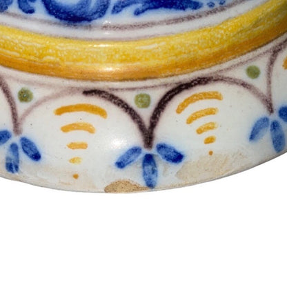 Lot of 2 Talavera Vase Two-Handled No. 63 Espana Spain Top Shield Crescent Moon Chicken Rabbit Poultry Hare Home Villa
