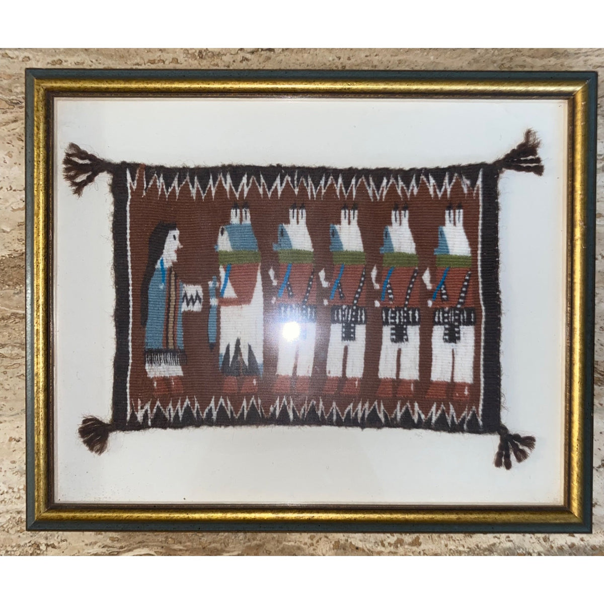 Tapestry Miniature Rug Navajo Native American 7.5” x 5” Tapestry Only A-3083 Weaver Darlene Yazzie Area 1988 Canyon de Chelly Arizona