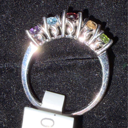 Amethyst Topaz Garnet Citrine & Peridot Sterling Silver Vintage Ring Size 8