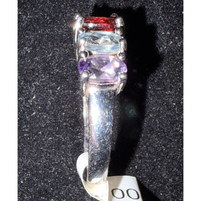 Amethyst Topaz Garnet Citrine & Peridot Sterling Silver Vintage Ring Size 8