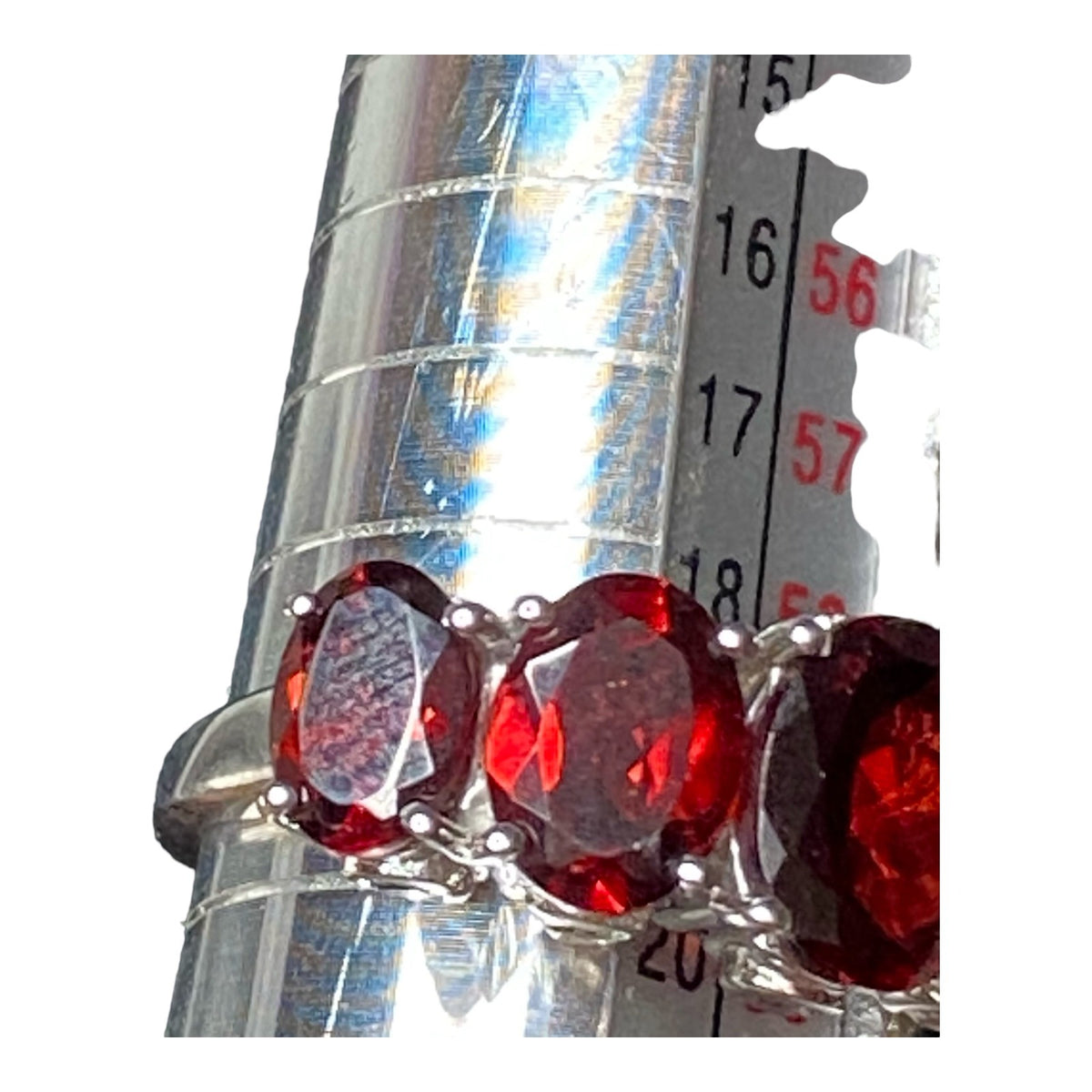 Garnet Size 9 Ring 5 Oval Stones 9 Carats Jewelry Sterling Silver Stamped 925