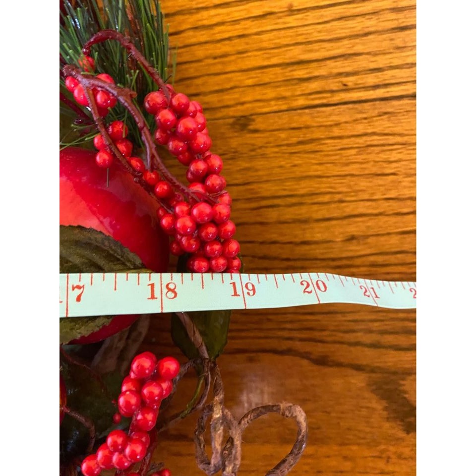 20" Red Artificial Apple Berry Pine Wreath For Christmas Decoration