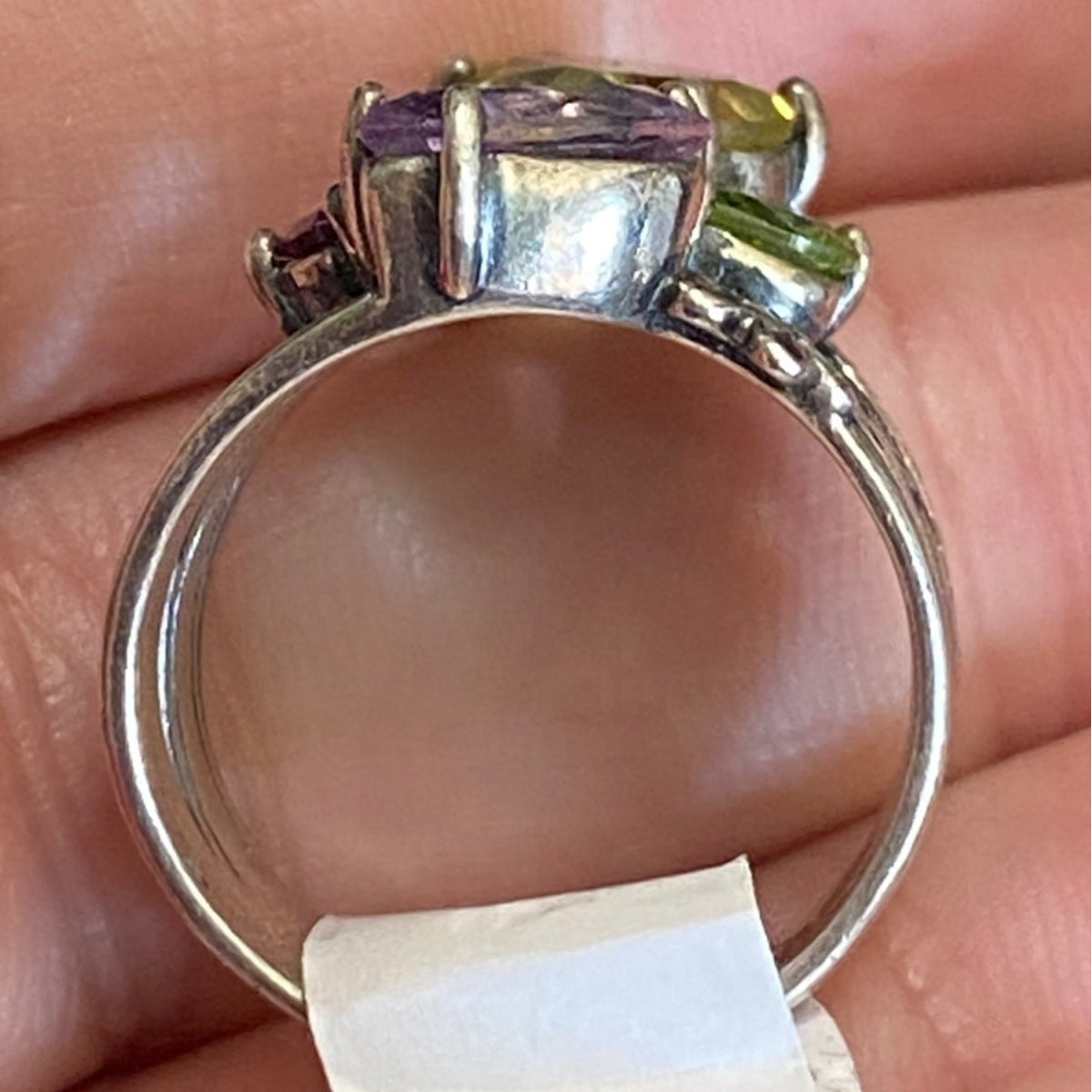 Ring Size 9 Citrine Tourmaline Peridot Topaz Floral Nature Sterling Silver 925 Women Semi-Precious Stone