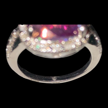 Ring Pink Spinel Diamonds Size 7.5 17 Stones 3.568 Carats Women Sterling Silver 925