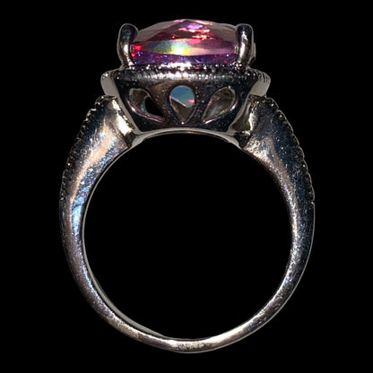 Ring Pink Spinel Diamonds Size 7.5 17 Stones 3.568 Carats Women Sterling Silver 925