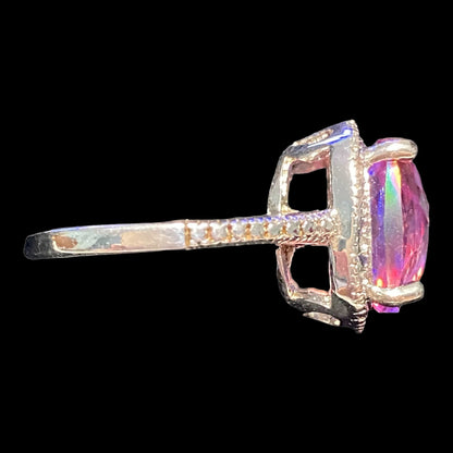 Ring Pink Spinel Diamonds Size 7.5 17 Stones 3.568 Carats Women Sterling Silver 925