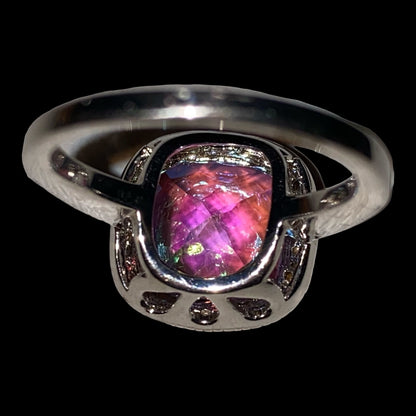 Ring Pink Spinel Diamonds Size 7.5 17 Stones 3.568 Carats Women Sterling Silver 925