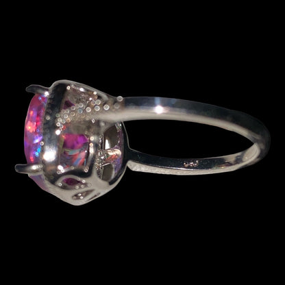 Ring Pink Spinel Diamonds Size 7.5 17 Stones 3.568 Carats Women Sterling Silver 925