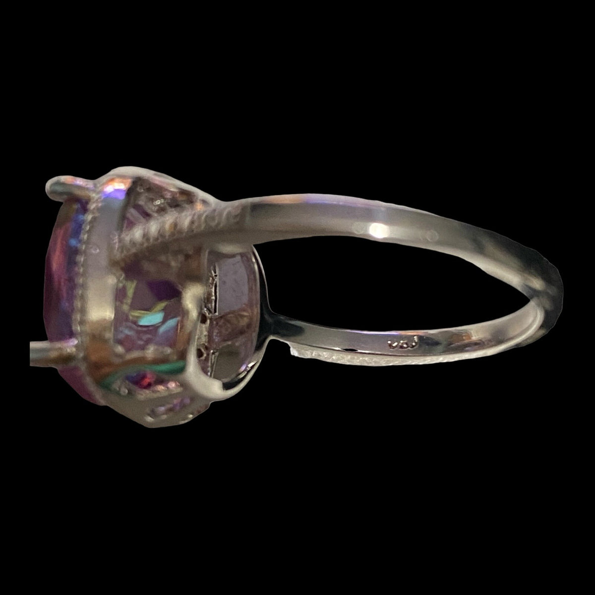 Ring Pink Spinel Diamonds Size 7.5 17 Stones 3.568 Carats Women Sterling Silver 925