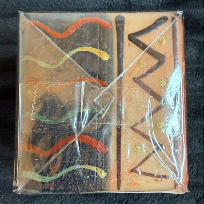 Hand-Painted Fair-Trade Nobunto 2.25" Square Candle Bongazi Orange & Brown