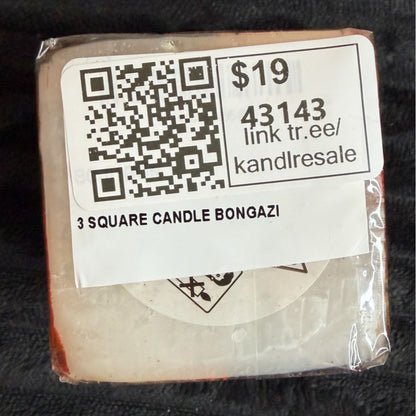 Hand-Painted Fair-Trade Nobunto 2.25" Square Candle Bongazi Orange & Brown
