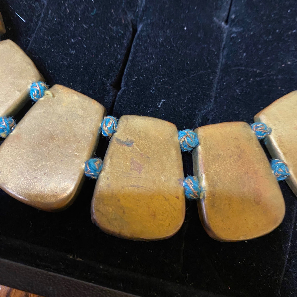 Vintage Turquoise Mosaic Statement Necklace With Teardrop Design
