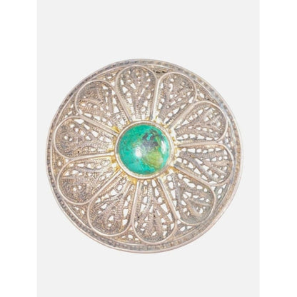 Filigree Pedestal Trinket Box Sterling Silver Turquoise Bead Lid Vintage