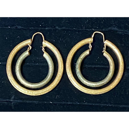 Double Hoop Earrings 18K Gold Jewelry