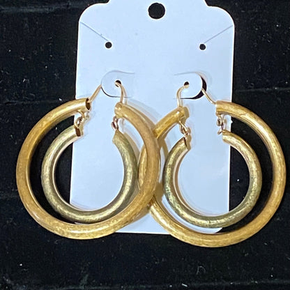 Double Hoop Earrings 18K Gold Jewelry