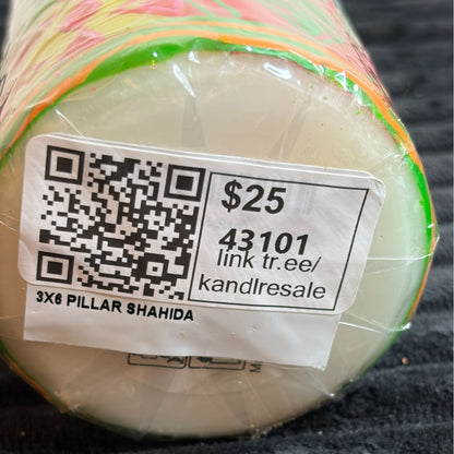 Handmade Nobunto Shahida Fair-Trade South African Candle With Colorful Ethnic Design-Unique Gift 6 Inches