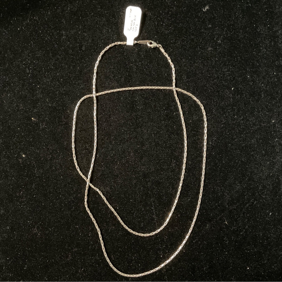 Vintage 30” Tested as 10K-14K White Gold Box Chain Necklace China