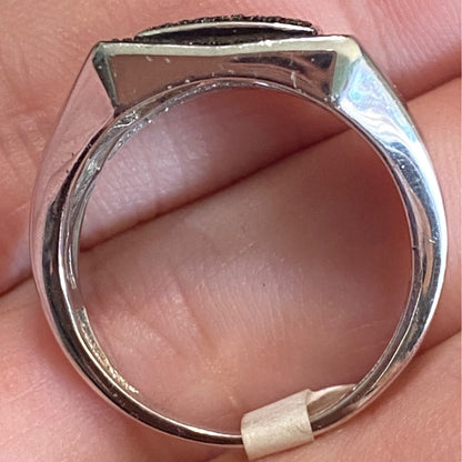 Ring Size 10.5 Black Diamonds Sterling Silver 925 Women Semi-Precious Stone
