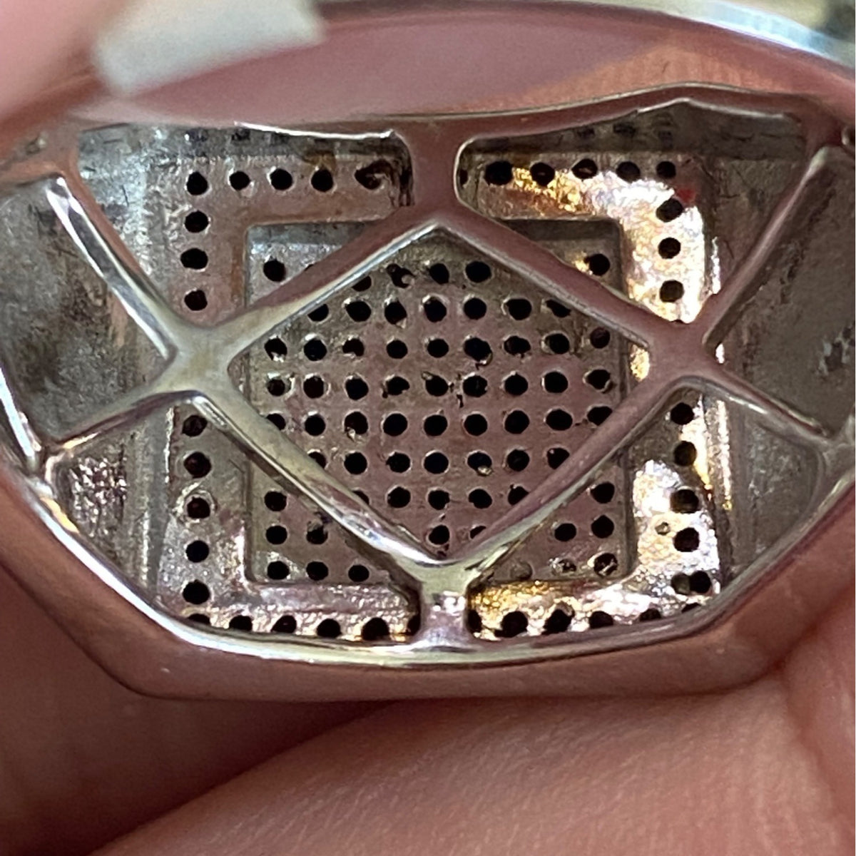 Ring Size 10.5 Black Diamonds Sterling Silver 925 Women Semi-Precious Stone