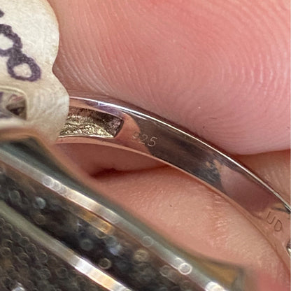 Ring Size 10.5 Black Diamonds Sterling Silver 925 Women Semi-Precious Stone
