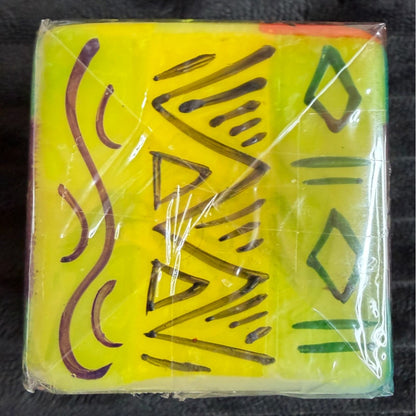 Handmade Fair Trade Matuko Square Candle By Nobunto 2.25" South Africa  Multicolor Unique Wax Art Gift Features Intricate Tribal Patterns