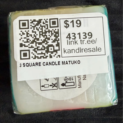 Handmade Fair Trade Matuko Square Candle By Nobunto 2.25" South Africa  Multicolor Unique Wax Art Gift Features Intricate Tribal Patterns