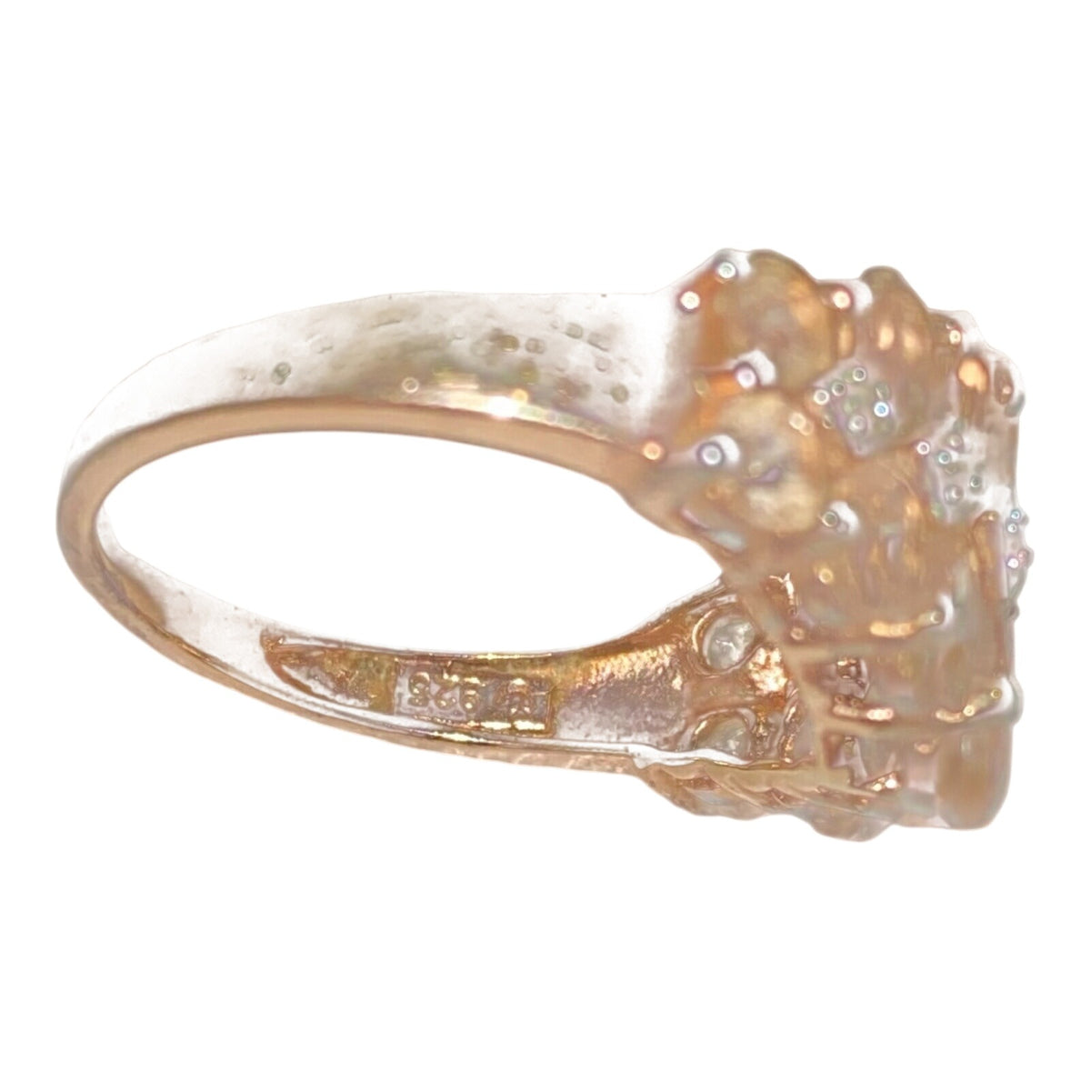 Ring 20 Gemstones Size 7 7.025 Carats Pale Pink Tourmaline .373 Carats Diamonds Women Sterling Silver 925 Gold Over Silver Vermeil