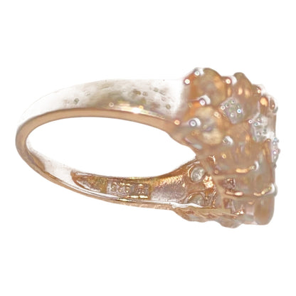 Ring 20 Gemstones Size 7 7.025 Carats Pale Pink Tourmaline .373 Carats Diamonds Women Sterling Silver 925 Gold Over Silver Vermeil