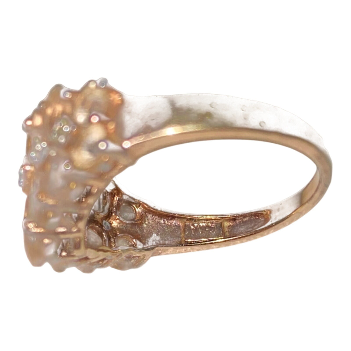 Ring 20 Gemstones Size 7 7.025 Carats Pale Pink Tourmaline .373 Carats Diamonds Women Sterling Silver 925 Gold Over Silver Vermeil