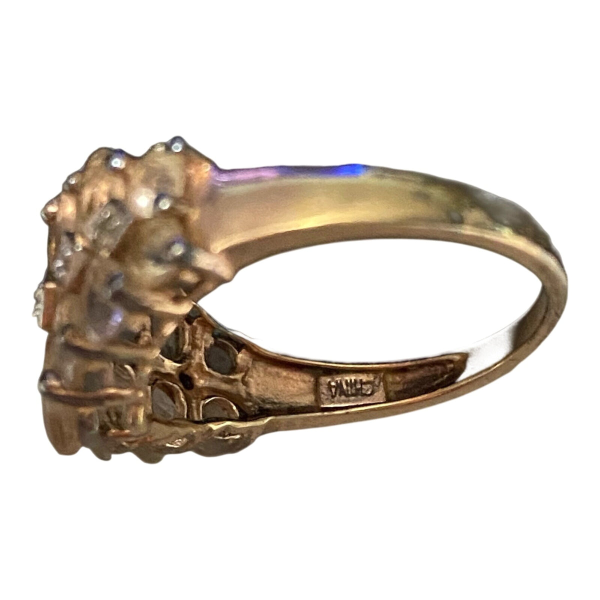 Ring 20 Gemstones Size 7 7.025 Carats Pale Pink Tourmaline .373 Carats Diamonds Women Sterling Silver 925 Gold Over Silver Vermeil