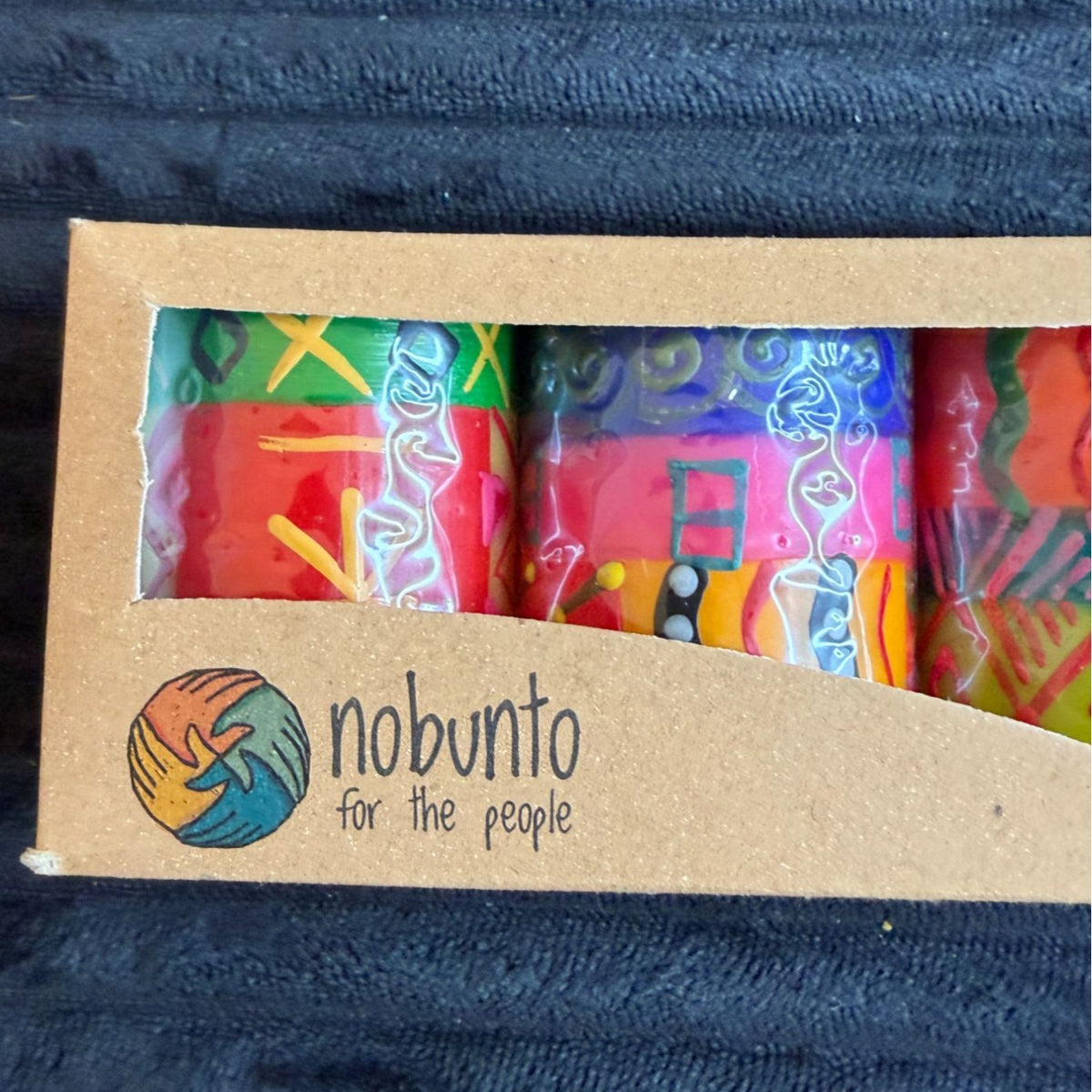 Nobunto Hand-Made Fair-Trade South African Shahida 2.5" Votive Candle 3-Pack Vibrant Colors & Patterns Unique Gift Decor Eco-Friendly