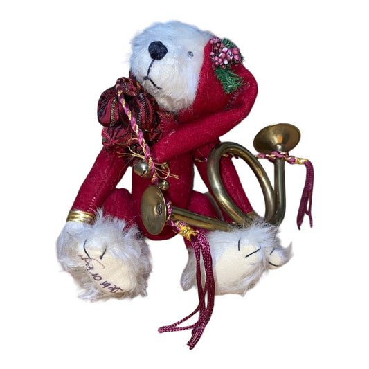 By Debs Bears "Little Elf" Teddy Bear With Brass Horn