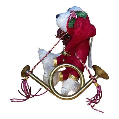 By Debs Bears "Little Elf" Teddy Bear With Brass Horn