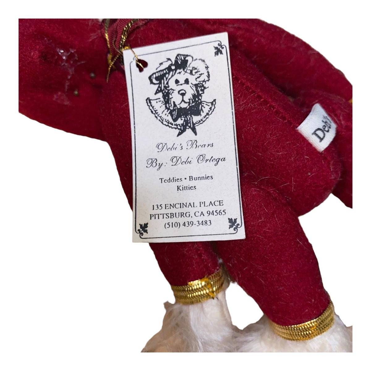 By Debs Bears "Little Elf" Teddy Bear With Brass Horn